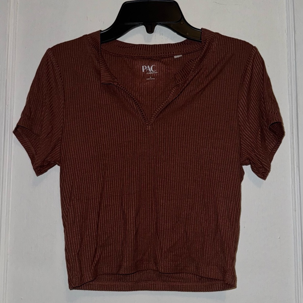 Women's Brown Ribbed Top